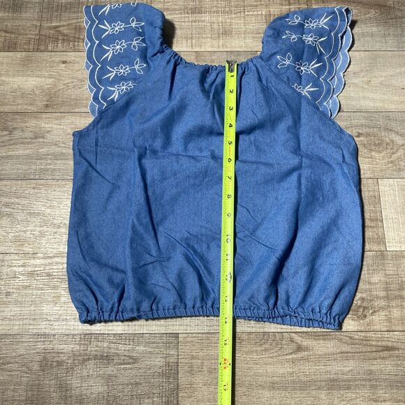 Btween Girls Loose Cropped Boho Sleeve Embroidered Shirt Size 12 - Picture 7 of 8